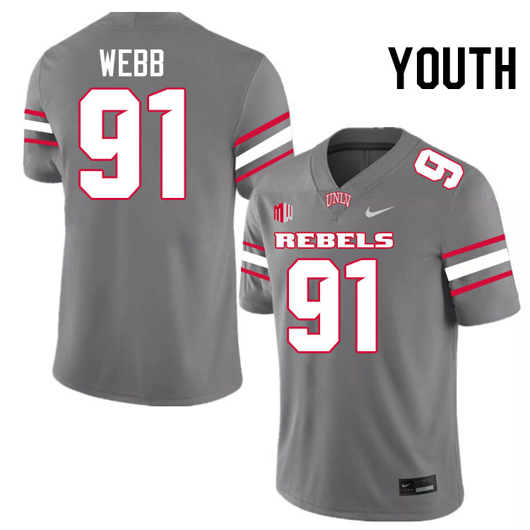 Youth #91 Cooper Webb UNLV Rebels College Football Jerseys Stitched-Grey